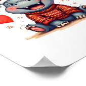 Moo-Deng Weihnachten Hippo Niedlich Holiday Cartoo Poster (Ecke)