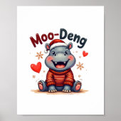 Moo-Deng Weihnachten Hippo Niedlich Holiday Cartoo Poster (Vorne)