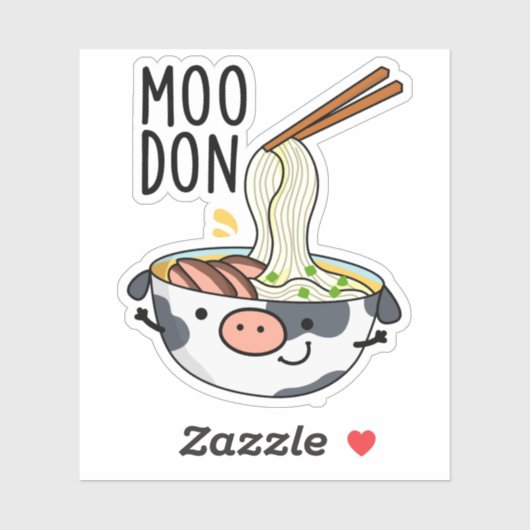 Moo-don Funny Udon Pun Aufkleber (Blatt)