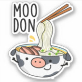Moo-don Funny Udon Pun Aufkleber (Vorderseite)
