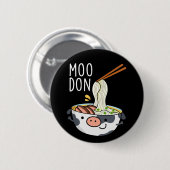 Moo-don Funny Udon Pun Dark BG Button (Vorne & Hinten)