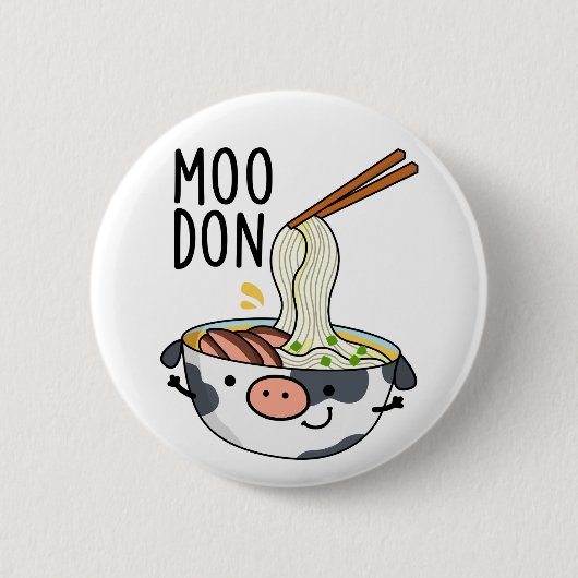 Moo-don Lustiger Udon Wortspiel Button (Vorderseite)