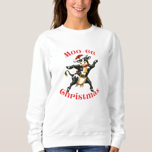 Moo-ee Weihnachten Funny Dancing Cow Sweatshirt (Vorderseite)