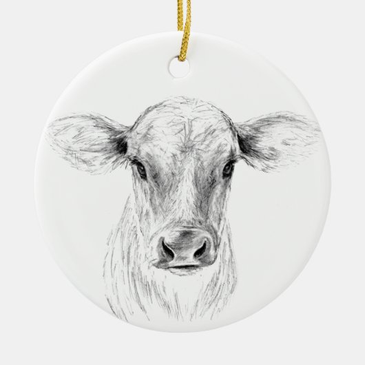 MOO eine junge Jersey-Kuh Keramikornament (Vorne)