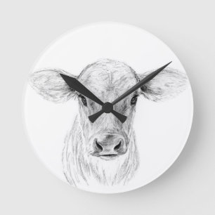 MOO eine junge Jersey-Kuh Runde Wanduhr