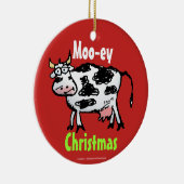 Moo-ey Christmas Funny Cow Cartoon Keramikornament (Rechts)
