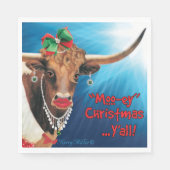 "MOO"-ey Christmas, Longhorn Cow Serviette (Vorderseite)