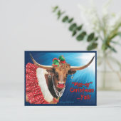 "MOO-ey" Weihnachten, einsame Kuh Postkarte (Stehend Vorderseite)