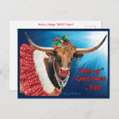 "MOO-ey" Weihnachten, einsame Kuh Postkarte (Vorne/Hinten)