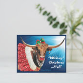 "MOO-ey" Weihnachten, einsame Kuh Postkarte (Stehend Vorderseite)