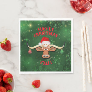 "MOO-ey Weihnachten,  Longhorn-Steer Serviette