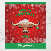 "MOO-ey-Weihnachten", Longhorn Steer Weinetikett (Einzelnes Label)
