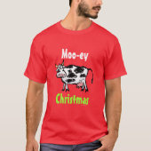 Moo-ey Weihnachtskuh Cartoon T-Shirt (Vorderseite)