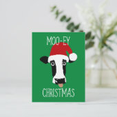 Moo-ey Weihnachtskühe Funny Weihnachtsmann Postkarte (Stehend Vorderseite)