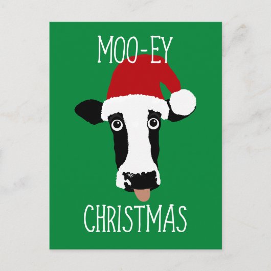 Moo-ey Weihnachtskühe Funny Weihnachtsmann Postkarte (Vorderseite)