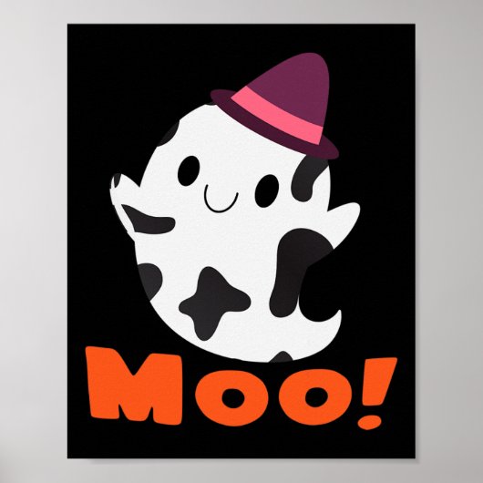 Moo! Funny Cow Ghost Halloween Girls Boys Poster (Vorne)