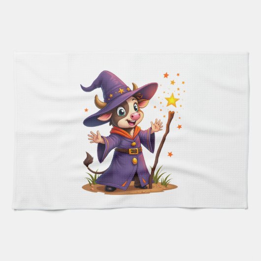 Moo-Gician the Cow Sorcerer Geschirrtuch (Horizontal)