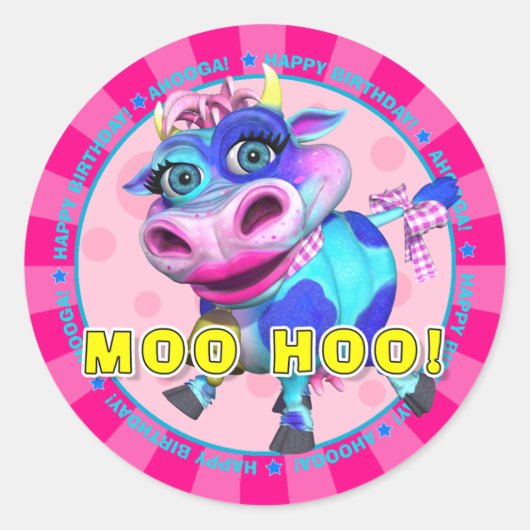 MOO HOO! Birthday Stickers with Kissy Moo (Vorderseite)