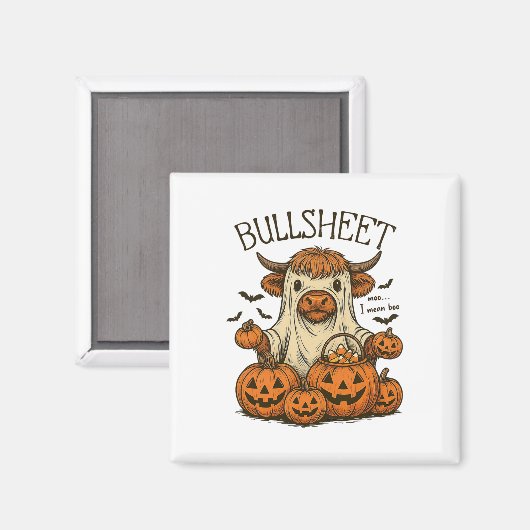 Moo... I Gemein Boo Bullsheet Cow Ghost Halloween Magnet (Vorderseite/Rückseite)