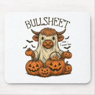 Moo... I Gemein Boo Bullsheet Cow Ghost Halloween  Mousepad