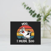 Moo I Gemein Boo Funny Ghost Cow halloween Postkarte (Stehend Vorderseite)