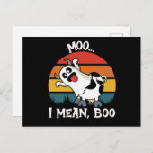 Moo I Gemein Boo Funny Ghost Cow halloween Postkarte (Vorne/Hinten)