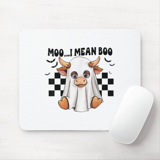 Moo I Gemein Boo Ghost Cow Funny Halloween Kostüm Mousepad (Mit Mouse)