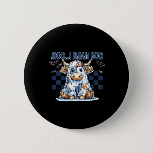 Moo I Gemein Boo Spooky Cow Halloween Patchwork Sp Button (Vorderseite)