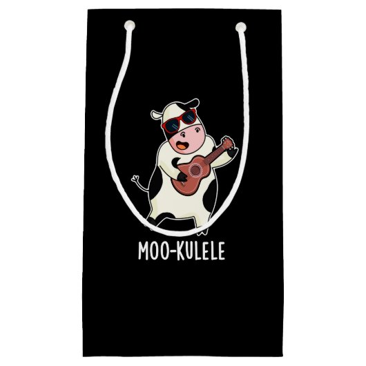 Moo-kulele Funny Ukulele Kuh Pun Dark BG Kleine Geschenktüte (Vorderseite)