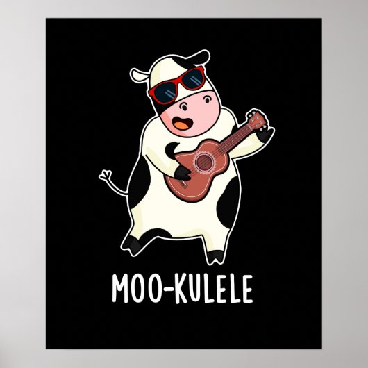 Moo-kulele Funny Ukulele Kuh Pun Dark BG Poster (Vorne)