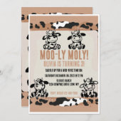 Moo-ly Moly Funny Dairy Cow Calf Einladung (Vorne/Hinten)