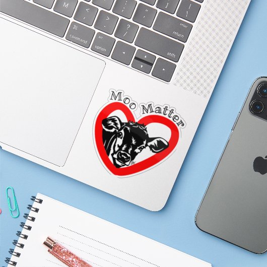 Moo Matter Stickers Aufkleber (Laptop mit iPhone)