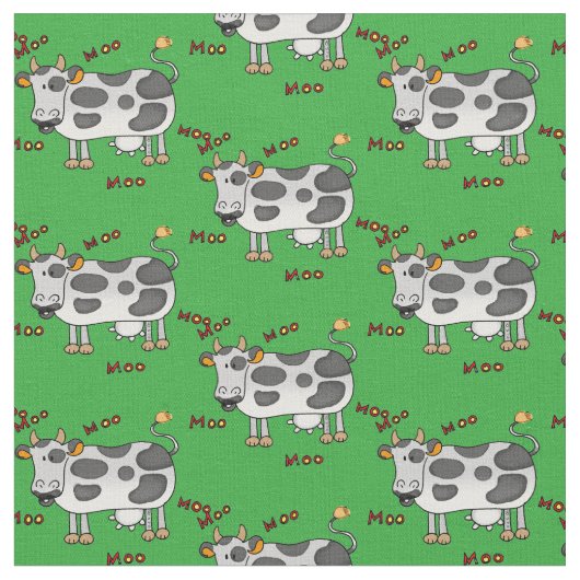 MOO-MOO-Bauernhofkuhmuster Stoff (Nahaufnahme)