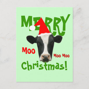 Moo Moo Frohe Weihnachtskuh Postkarte