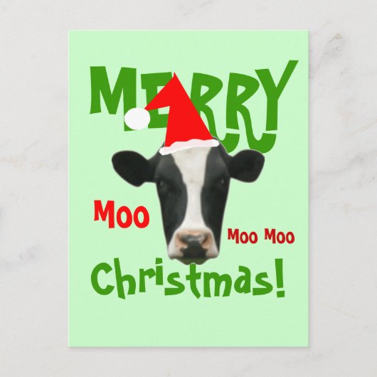 Moo Moo Frohe Weihnachtskuh Postkarte (Vorderseite)