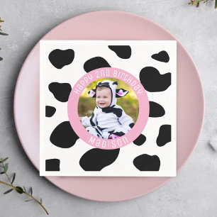 Moo Moo Ich bin zwei Kuh Print Farm Mädchen Geburt Serviette
