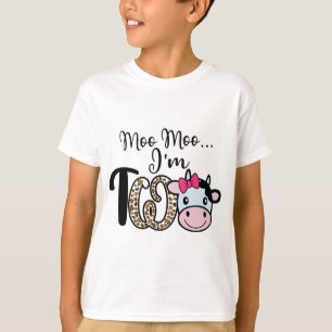 Moo Moo Ich bin zwei Niedliche Kuh 2. Geburtstag 2 T-Shirt