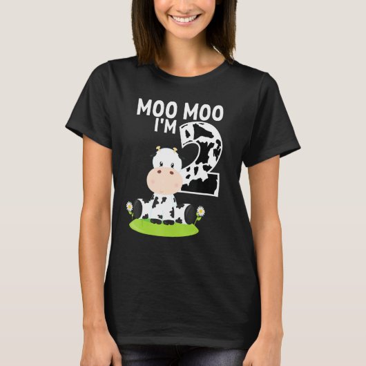 Moo Moo I'm Two 2nd Birthday Funny Niedliche Kuh S T-Shirt (Vorderseite)