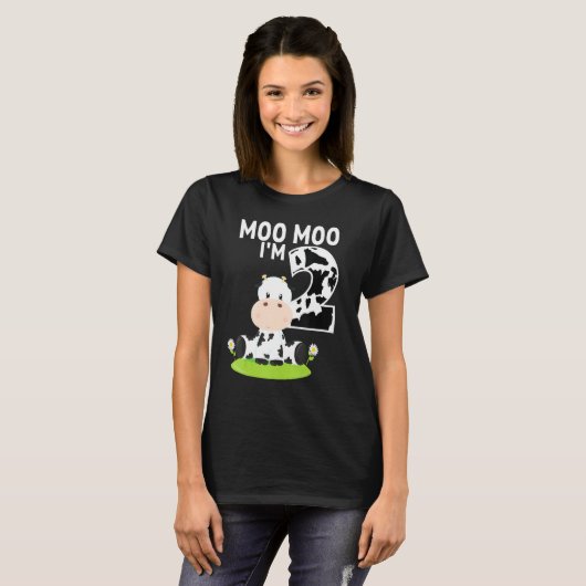Moo Moo I'm Two 2nd Birthday Funny Niedliche Kuh S T-Shirt (Vorne ganz)