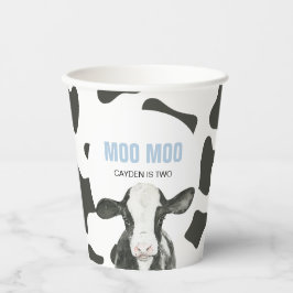 MOO MOO I'm Two Cow Print 2nd birthday Paper Cups Pappbecher