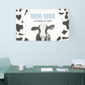 MOO MOO I'm two Cow Print Birthday Banner (Messeveranstaltung)