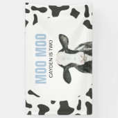 MOO MOO I'm two Cow Print Birthday Banner (Vertikal)