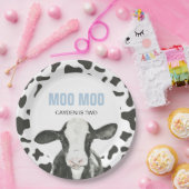 MOO MOO I'm TWO Cow Print birthday Paper Plates Pappteller (Party)