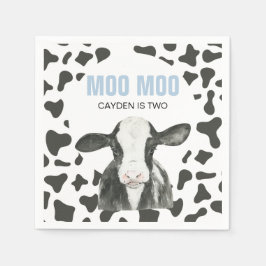 MOO MOO I'm TWO Cow Print birthday Serviette