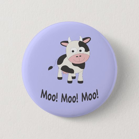 Moo Moo Moo Niedlicher Cartoon Kuh Button (Vorderseite)