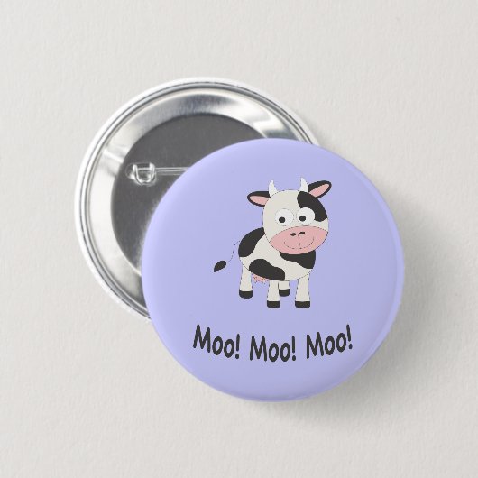 Moo Moo Moo Niedlicher Cartoon Kuh Button (Vorne & Hinten)