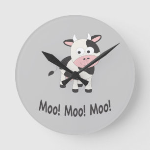 Moo Moo Moo Niedlicher Cartoon Kuh Runde Wanduhr