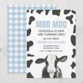 Moo Moo we are turning TWO Plaid Birthday Einladung (Vorne/Hinten)
