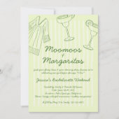 Moo Moos & Margaritas Green Bachelorette Weekend Einladung (Vorderseite)