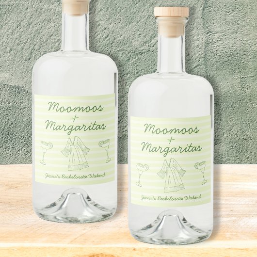 Moo Moos & Margaritas Handgeschriebene Bachelorett Alkoholflaschenetikett